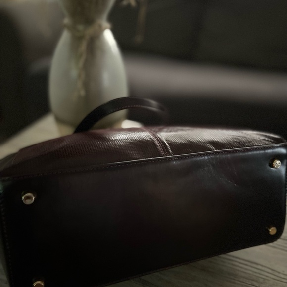 VTG BOSI Deep Burgandy/Merlot RedLEATHER Bottom Studs TOTE/SATCHEL/SHOULDER BAG - Picture 7 of 16